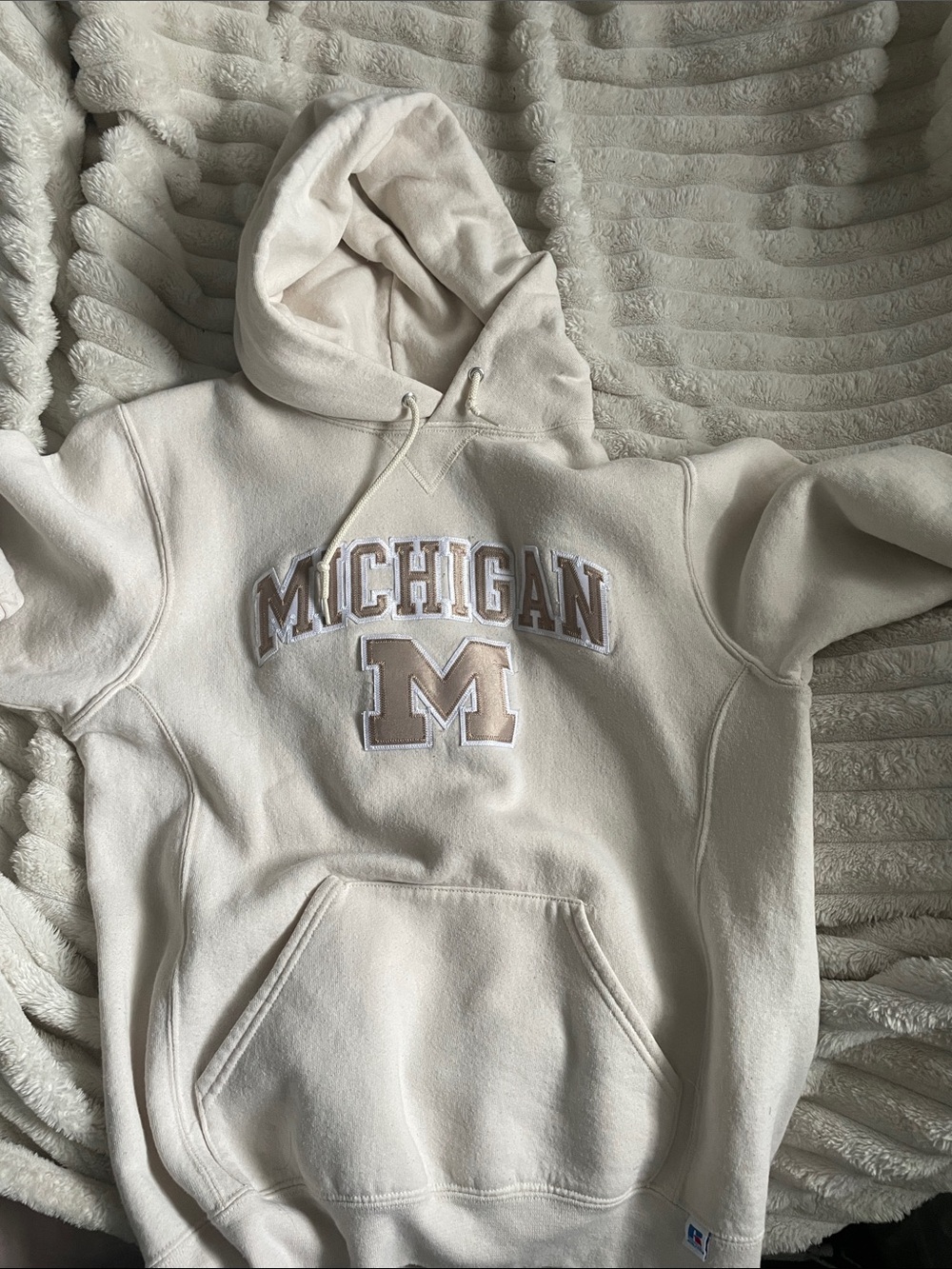 Russell Athletic Cream Michigan Pullover Hoodie